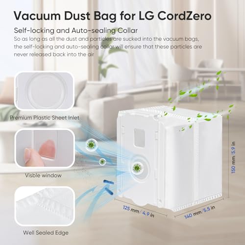 12 Pack Vacuum Dust Bag for LG CordZero All (12 Count)