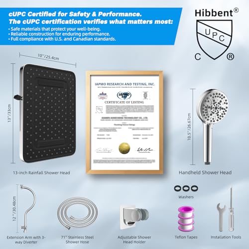 13'' 5 spray Rain Shower Head with 10