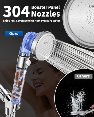 Filtered Shower Head for Hard Water with Stop