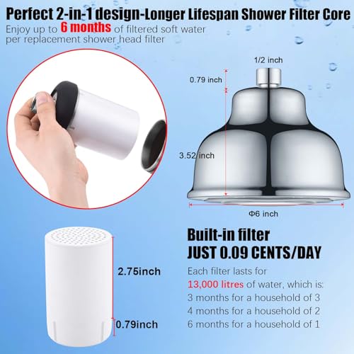 Metal Filter Shower Head for Hard Water Softener Shower Head with Water Shower Filter to Remove Chlorine and Harmful Substances