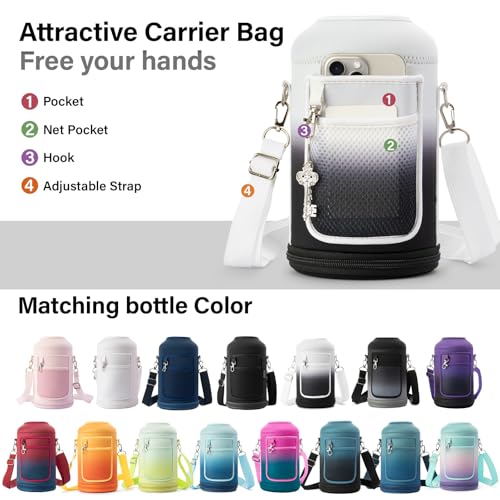 Insulated Water Bottle with Portable Carrier Bag for Outdoor 64 oz