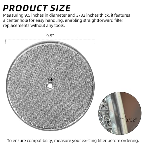 3-Pack) Calvana 9-1/2" Round x 3/32" Aluminum Grease Filters with Center Hole, Range Hood Filter, Kitchen Exhaust Fan Filters Replacement (3 Count)