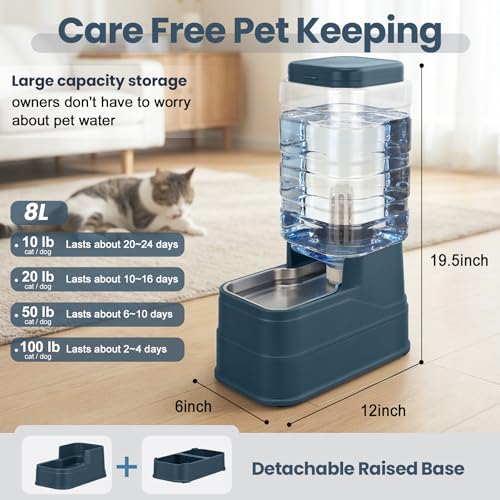 Auto Dog Water Dispenser with Stainless Steel Bowl Feeder for Pets