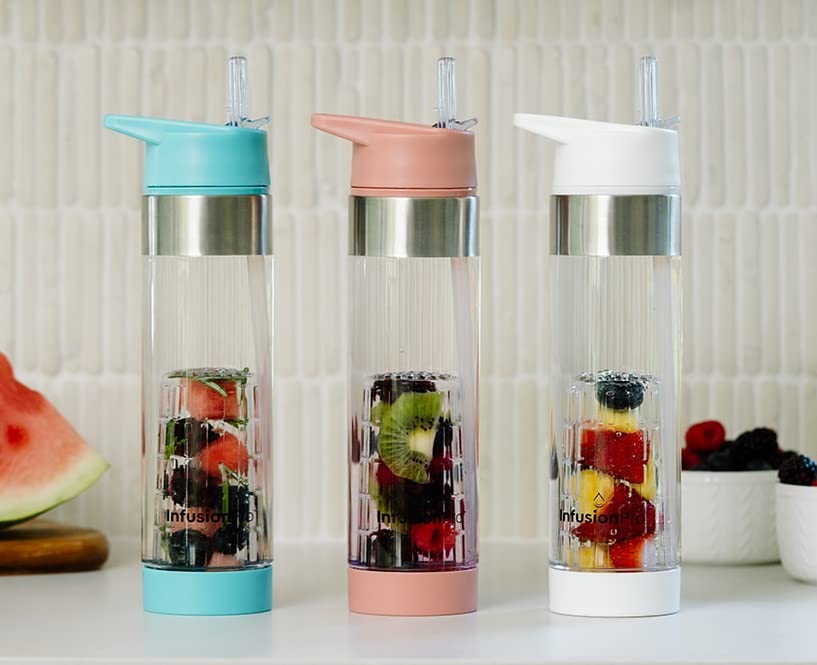 Fruit Infuser Water Bottle with Straw Lid 24 oz