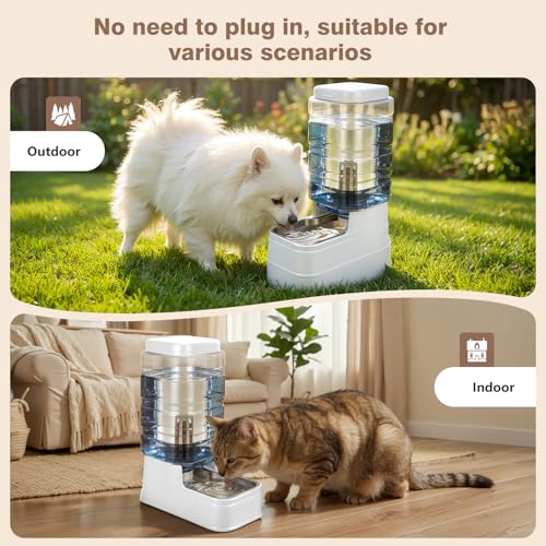 2.2 Gallon Pet Automatic Dog Water Dispenser Cat Gravity Waterer Feeder with Stainless Steel Bowl Large Capacity Puppy Feeding Raised Bowls with Filter