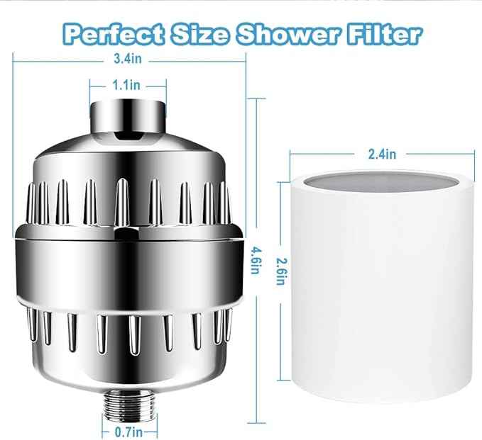 Shower Filter, 20 Stage Shower Head Filter for Hard Water, Latest Advanced Shower Head Filters, with 3 Filter Cartridges, for Removing Chemicals, Chlorine, Pesticides and More（Chrome）