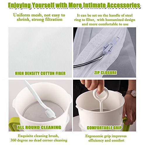 Multiple Usage Food Strainer Greek Yogurt Strainer Maker with 200 Micron Nylon Cheesecloth Bag Food Grade Polycarbonate and Stainless Steel Mesh BPA