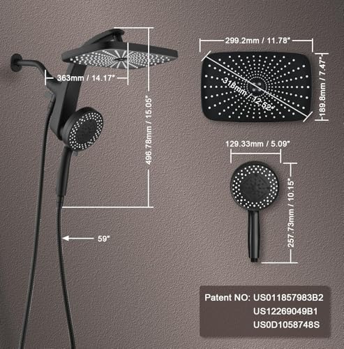 12" High Pressue Rain Shower Head with Handheld