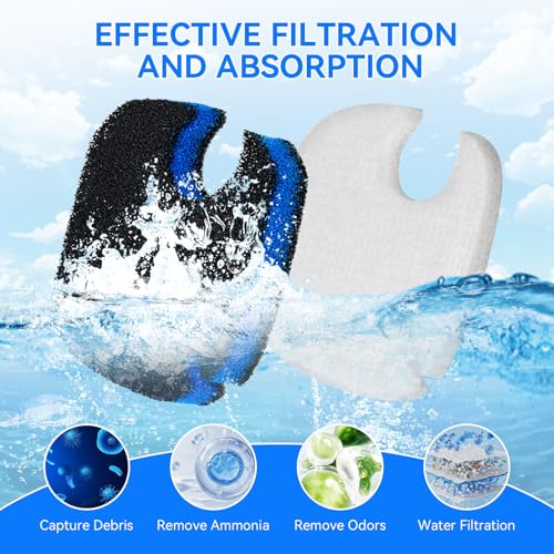 Replacement for Pondforse Canister Filter 172GPH 225GPH 264GPH Aquarium Filter Media Sponge Fits AMOSIJOY Canister Filter 172 GPH 225GPH 265GPH for Aquariums Fish Tanks Turtle Tank 8 (8 Count)