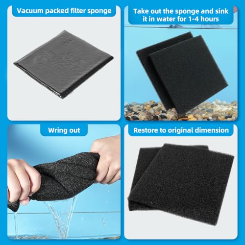 2 Pack Aquarium Bio Sponge Filter Media Pad Cut