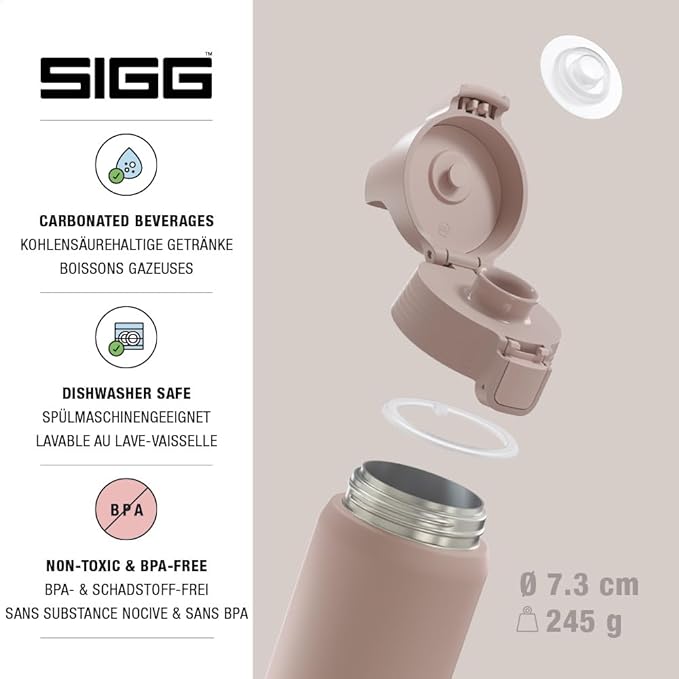 SIGG - Shield Therm- Stainless Steel Insulated Water Bottle - Carbonated Drinks, Leakproof, BPA Free, Recycled, 25, 34Oz