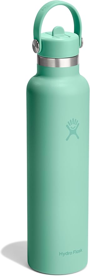 Hydro Flask Water Bottle - Insulated Stainless Steel - Straw Lid, Non Spill, Leakproof in 24 Oz Mermaid Green