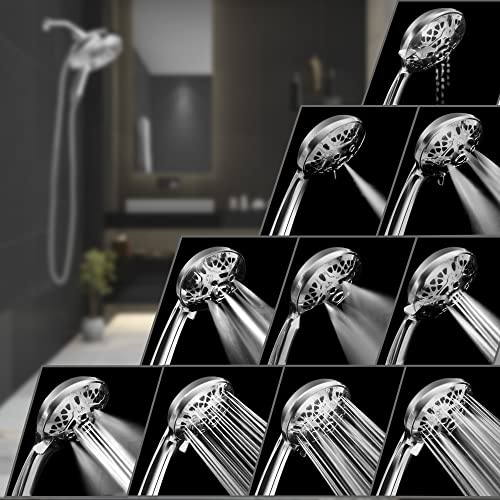 2 in 1 Shower Head with Handheld Combo High Pressure Silver 1.8 GPM