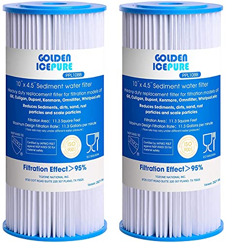 PPL10BB 5 Micron 10" x 4.5" Whole House Sediment Pleated Water Filter (2 Count)
