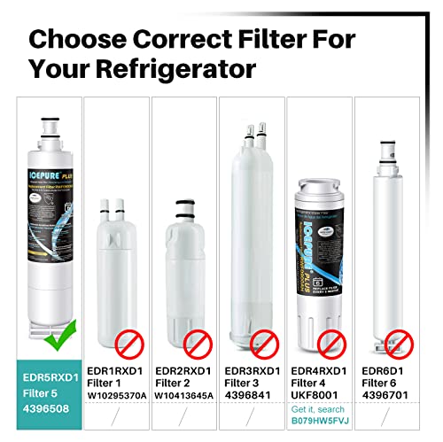 PLUS NSF53&42 Refrigerator Water Filter Replacement for Whirlpool 4396508 4396510 (3 Count)