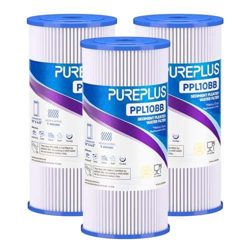 1 Micron 10" x 4.5" Whole House Pleated Sediment Filter for Well Water (3 Count)