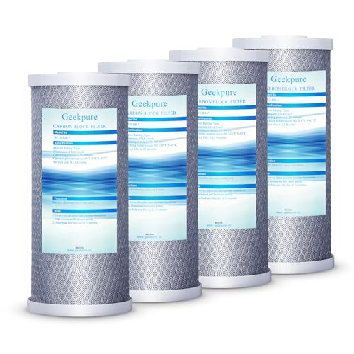 10 Inch Carbon Block Replacement Water Filter Cartridge for Whole House Water Filtration (4 Count)