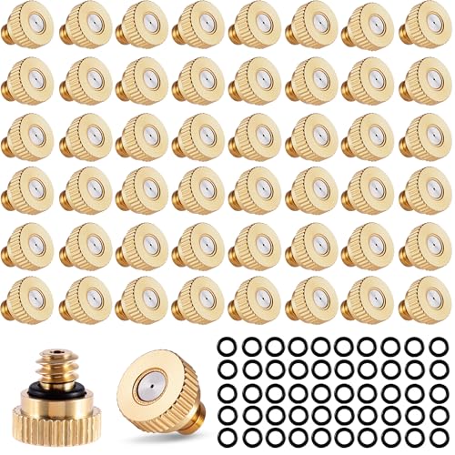 50 Pack Brass Misting Nozzles with 50Pc Misting Nozzles O Ring (100 Count)