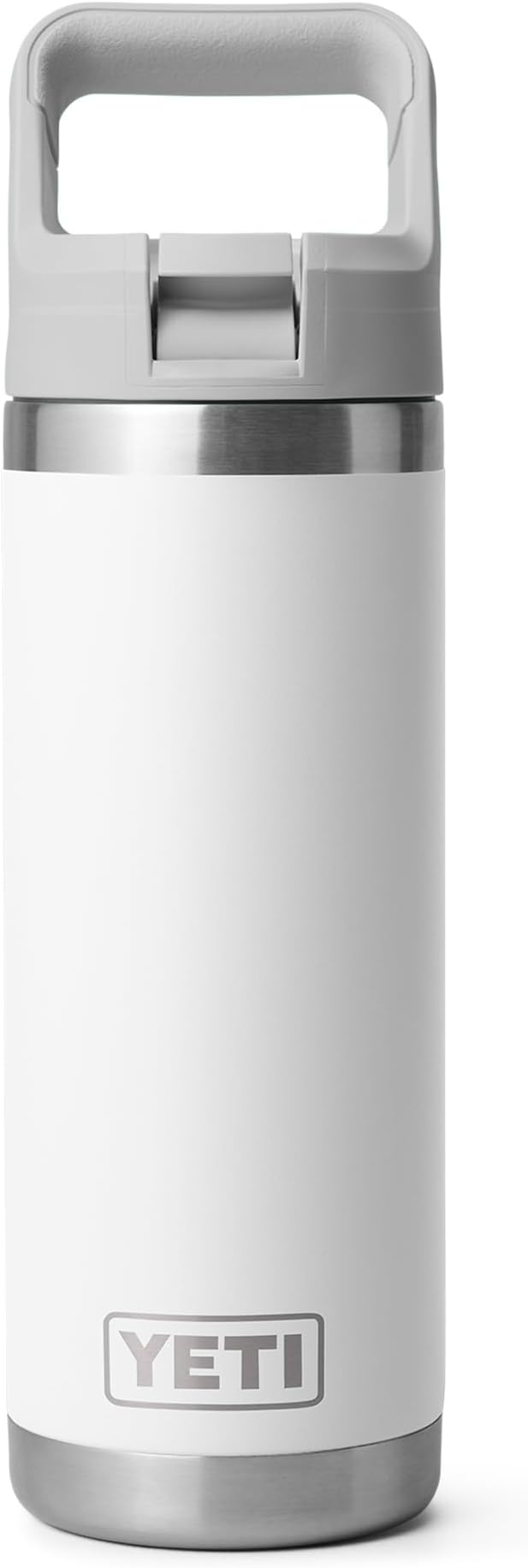 YETI Rambler 18 oz Bottle, Vacuum Insulated, Stainless Steel with Color Matching Straw Cap, White