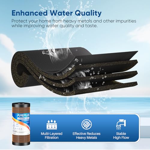5 Micron 10" x 4.5" Whole House Coconut Shell Activated Carbon and KDF Water Filter (3 Count)