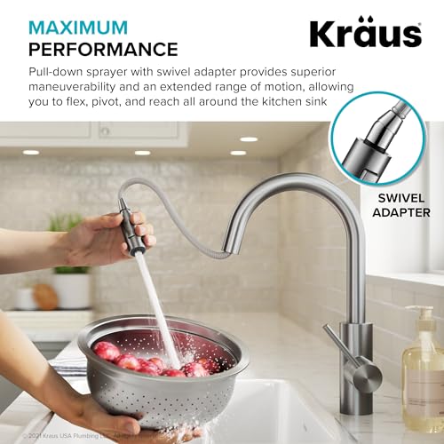 Spot Free Brushed Brass Pull Down Kitchen Faucet KPF