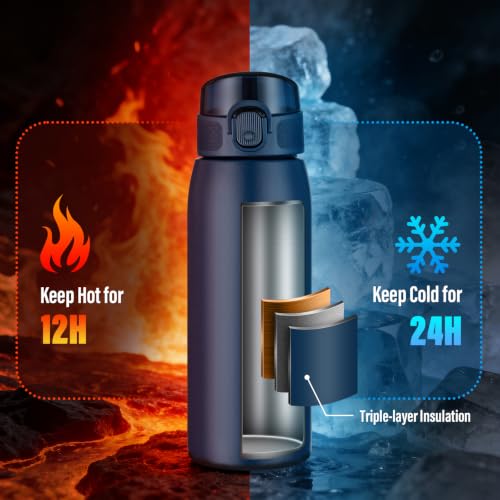 Insulated Water Bottle 18 oz with Dustproof Lid