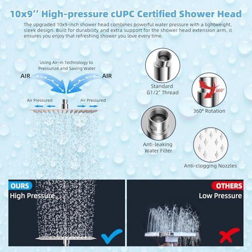 All Metal CUPC Certified 10'' Rain Shower Head