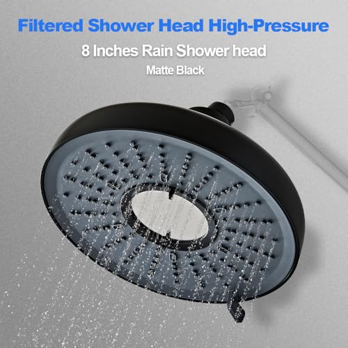 Filtered Rain Shower Head Hard Water Softener 18 Stage Black