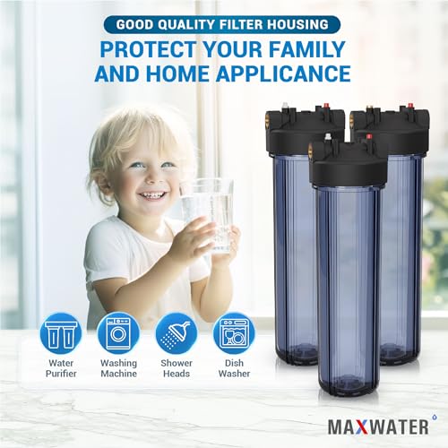 Whole House 20" x4.5" Purple Clear WH Water Filter Housing 1 inch Inlet