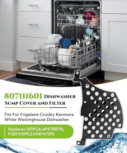 807111601 Dishwasher Sump Cover and Filter Inlet Pump Plate Fits For Frigidaire Crosley Kenmore White Westinghouse Dishwasher FFBD2406NW7B