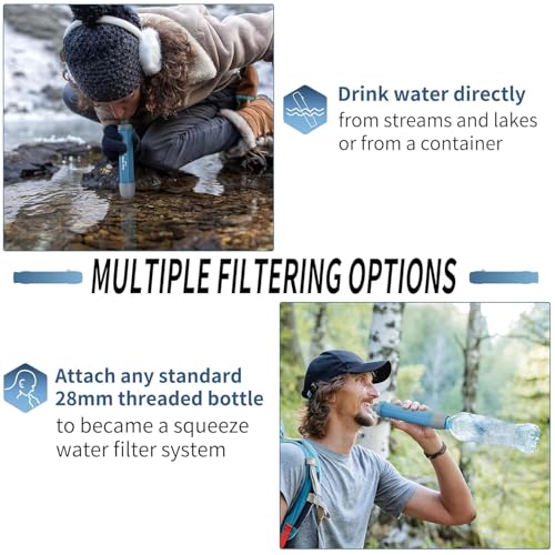 5 Pack Personal Water Filter Straw for Drinking Survival (5 Count)