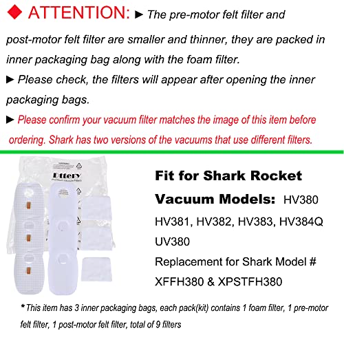 HV380 HV381 HV382 HV383 Filter Replacement for Shark Rocket DuoClean (3 Count)