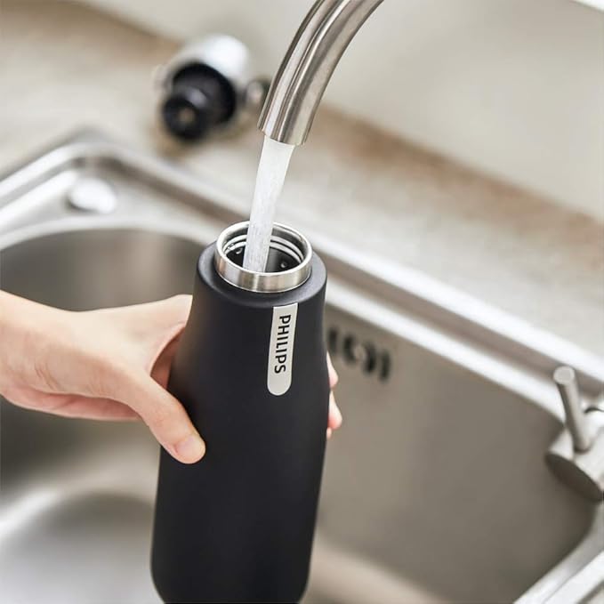 Philips Water GoZero UV Self-Cleaning Smart Water Bottle Vacuum Stainless Steel Insulated Water Bottle with Handle Double-wall, Auto Cleaning, Keep Drink Hot or Cold, BPA Free