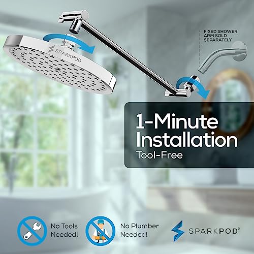 8" Round Rain Shower Head with 16" Shower Arm