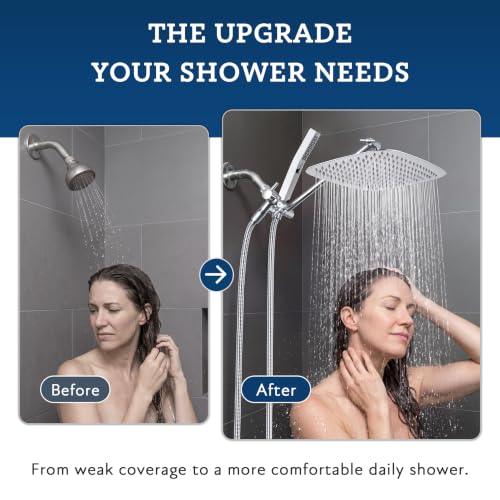 All Metal 16" Rain Shower Head with Handheld for Bathroom Upgrade