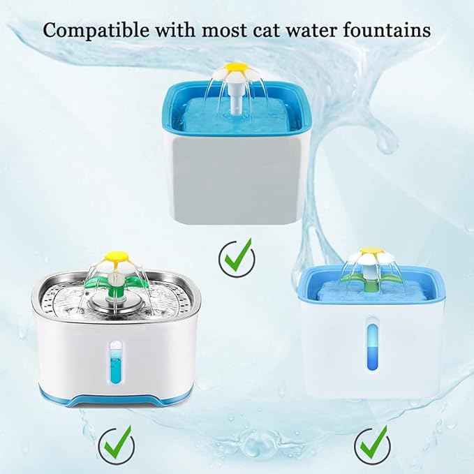 Cat Water Fountain Filters, Cirfifth Cat Fountain Filter Replacement, for Square Cat Water Fountain Inside (12 Pack) - AquaVibe