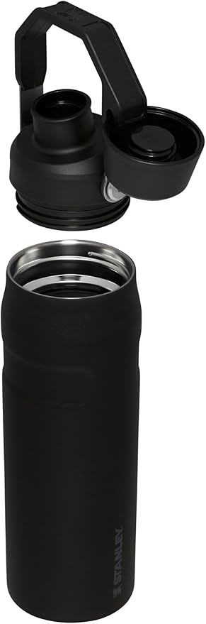Stanley IceFlow Fast Flow Water Bottle 24 oz | Angled Spout Lid | Lightweight and Leakproof for Travel and Sports | Insulated Stainless Steel | BPA-Free | Black