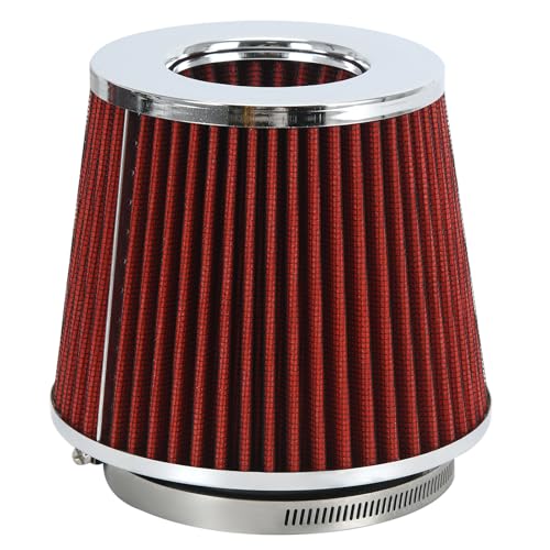 PTNHZ Universal Red 4" 102mm High Flow Cold Air Intake Cone Air Filter Power Intake Air Inlet System Air Cleaner