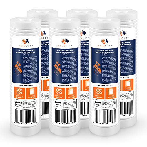 5 Micron 10 x 2.5 Grooved Sediment Water Filter Replacement for Whole House Filter Cartridge Compatible with AP110 (6 Count)