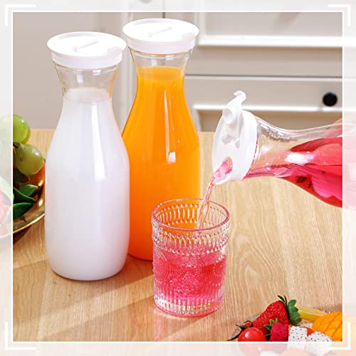 6 Pcs Plastic Water Carafe with Lid 32 Oz Clear (6 Count)