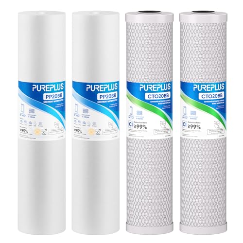 5 Micron 20"x4.5" Whole House Water Filter Cartridge Combo Kit with Sediment and Activated Carbon Block Filter (2 Count)