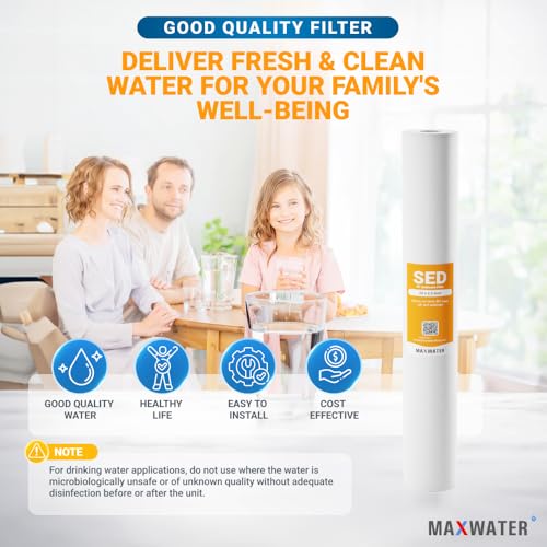 5 Micron 20 x 2.5 Sediment Water Filter Cartridge Replacement Polypropylene Cartridge for Whole House Water Filtration (6 Count)