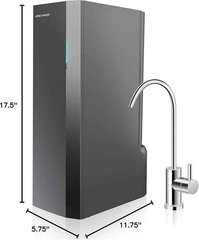 APEC Tankless RO Water Filter System ROTL-AIO-A - Four-in-One Premium Reverse Osmosis Water Filtration, 2:1 Pure to Drain, Filters Fluoride, Heavy Metals, 1K+ Impurities, Easy DIY Install & Care