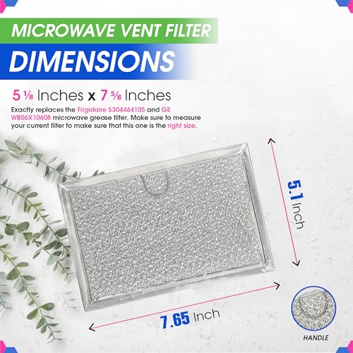 Microwave Filter 5.1"x7.6” Fits Frigidaire 5304464105 Grease Filters (4 Count)