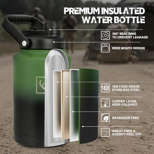 128oz 1 Gallon Tactical Water Bottle with MOLLE Bottle Pouch