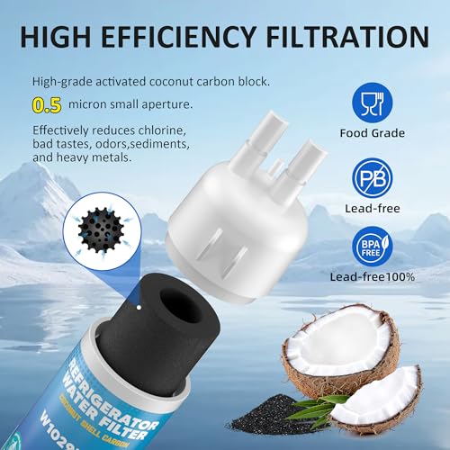 W10295370A WRS588FIHZ04 WRS325SDHZ WRS325SDHZ13 Water Filter Replacement for Whirlpool WRS321SDHZ13 WRS325FDAM04 WRSF5536RZ00 WRS588FIHZ00 WRFF3236RZ00 WRMF3636RZ00 WRS571CIHZ01 WRS315SDHM by WXOXIMI (4 Count)