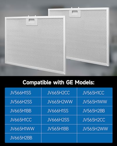 2PCS WB02X11012 Range Hood Grease Filter Compatible with GE JV566H1SS JV566H2SS JV665H1BB JV665H1CC JV665H1WW (2 Count)