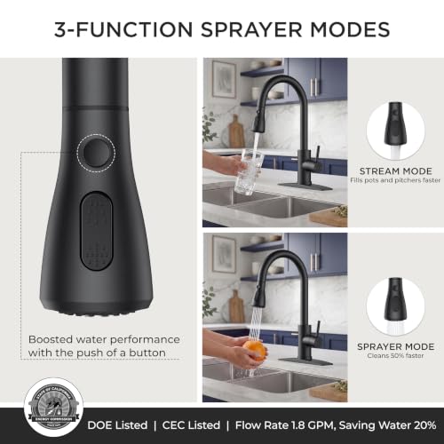 Black Touch Kitchen Faucet with Pull Down Sprayer