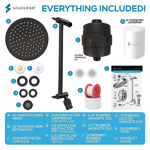 Filtered Shower Head & 11" Shower Arm