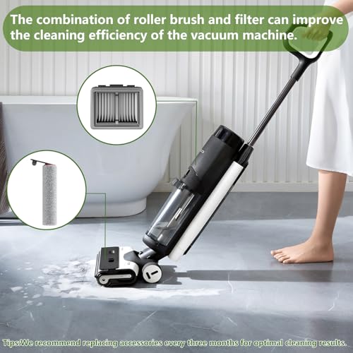 Replacement Vacuum Filters Roller Brushes Compatible with Dreame H12 Pro Wet Dry Vacuum Cleaner (6 Count)